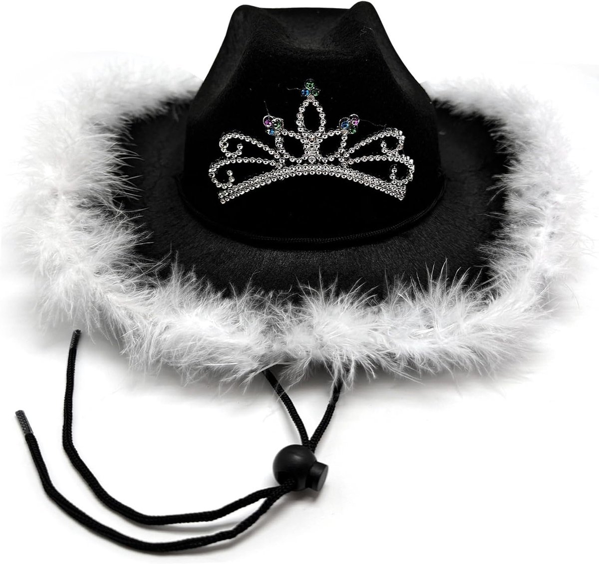 Brede Hoed voor Cowgirls met Hartvormige Zonnebril en Boa - Cowboy Kostuumaccessoires voor Volwassenen en Feestjes