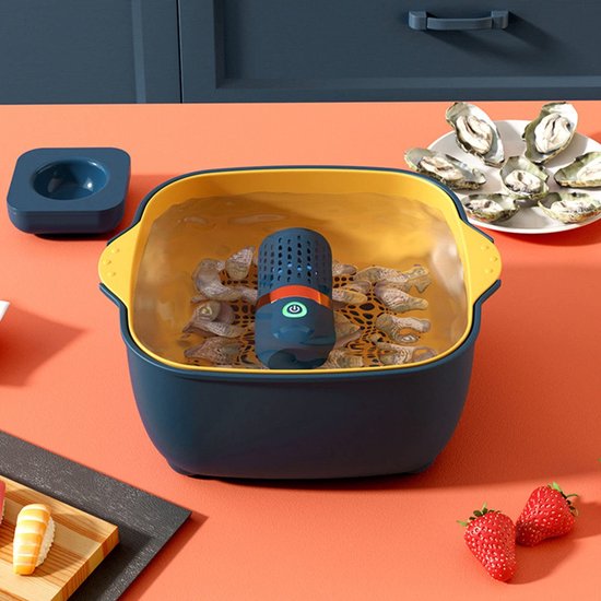 Dailygoods - Dailygoody - Fruit- en Groentereiniger - Draadloos en USB Oplaadbaar - Blauw - Groentewasmachine - Voor Fruit en Groenten - Handig en Compact — afbeelding 5