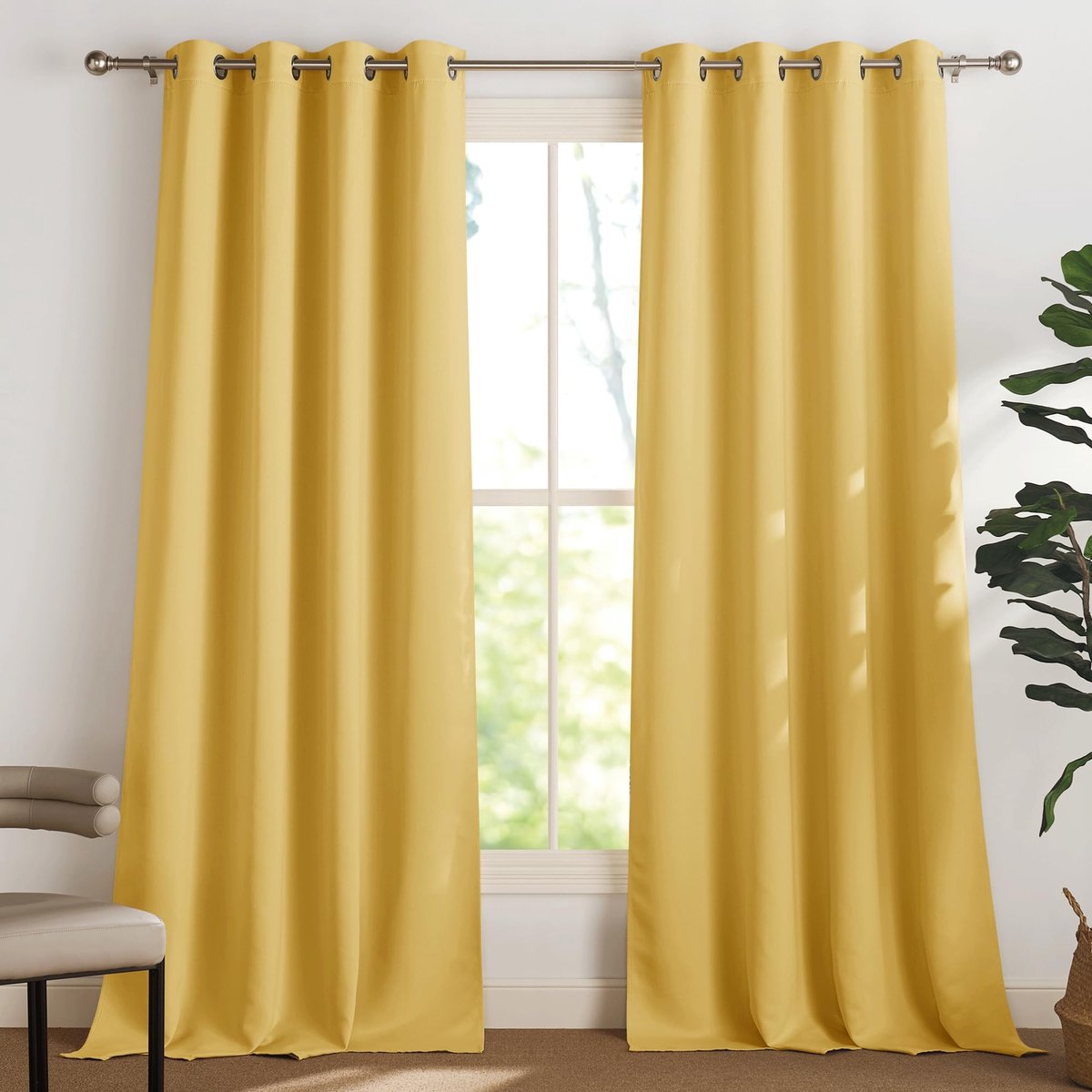 Dailygoods - Dailygoody - Verduisterende Gordijnen - Blackout Gordijnen - Perfect voor Privacy - Zonnig Geel - Decoratieve Gordijnen - Ideaal voor Woonkamer en Sla...