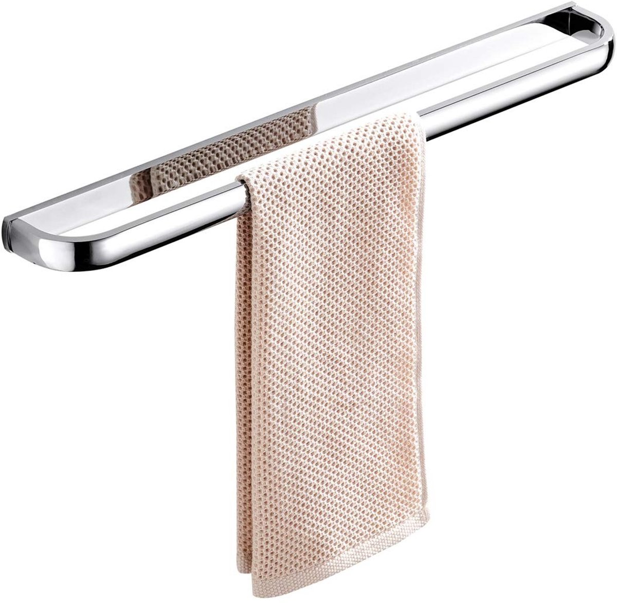 Dailygoods - Cosensi - Dailygoody - Handdoek Rail Bar - Messing Handdoekhouder - Modern Design - Helder Zilver Chroom - Enkele Towel Bar - Ideaal voor Badkamer