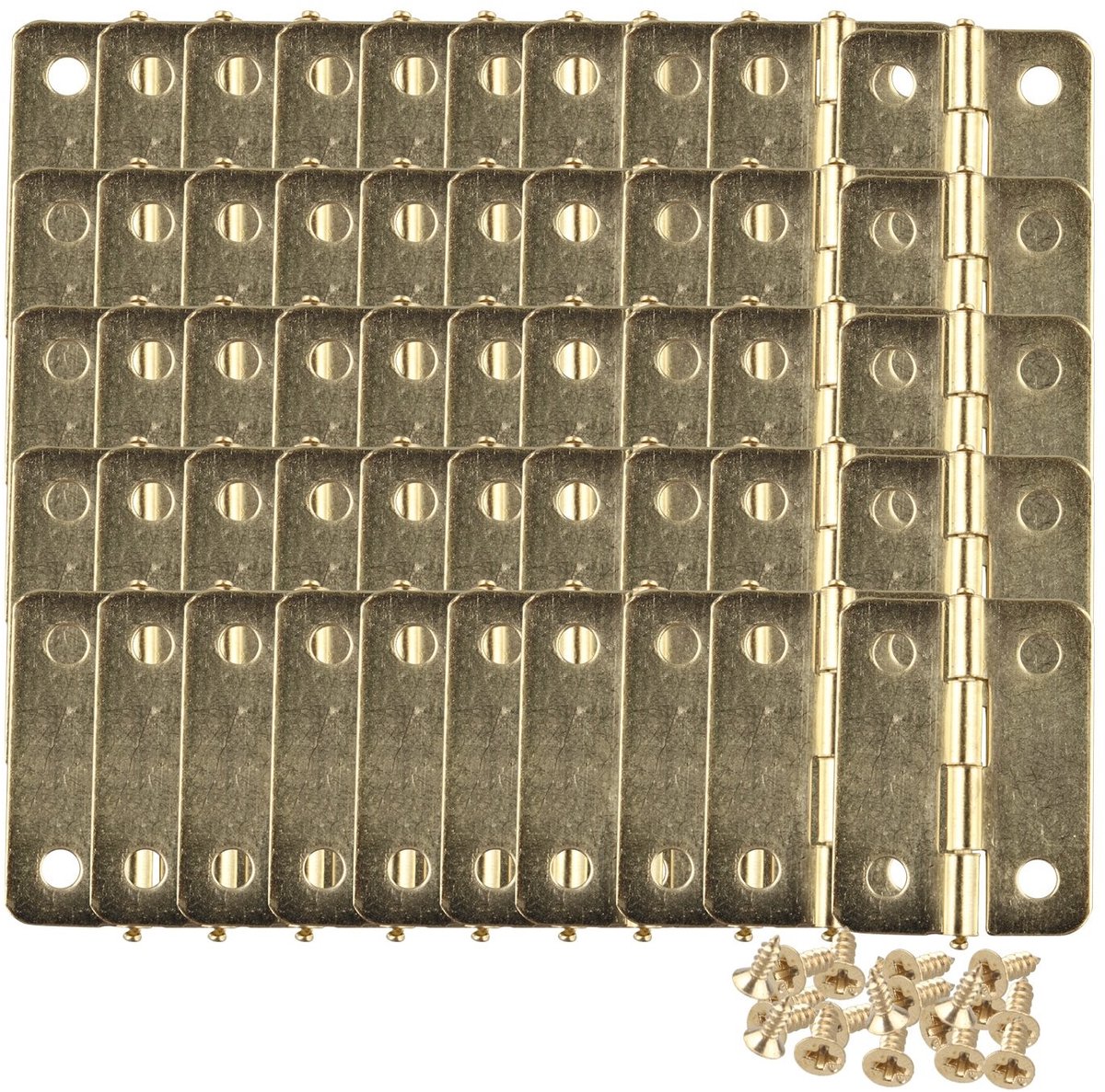 Dailygoods - Dailygoody - Mini Hinge Connectors - 50 Stuks - Messing Gecoat - Vervangschroeven - Kasten - Duurzaam en stevig - Geschikt voor meubels - 50 stuk
