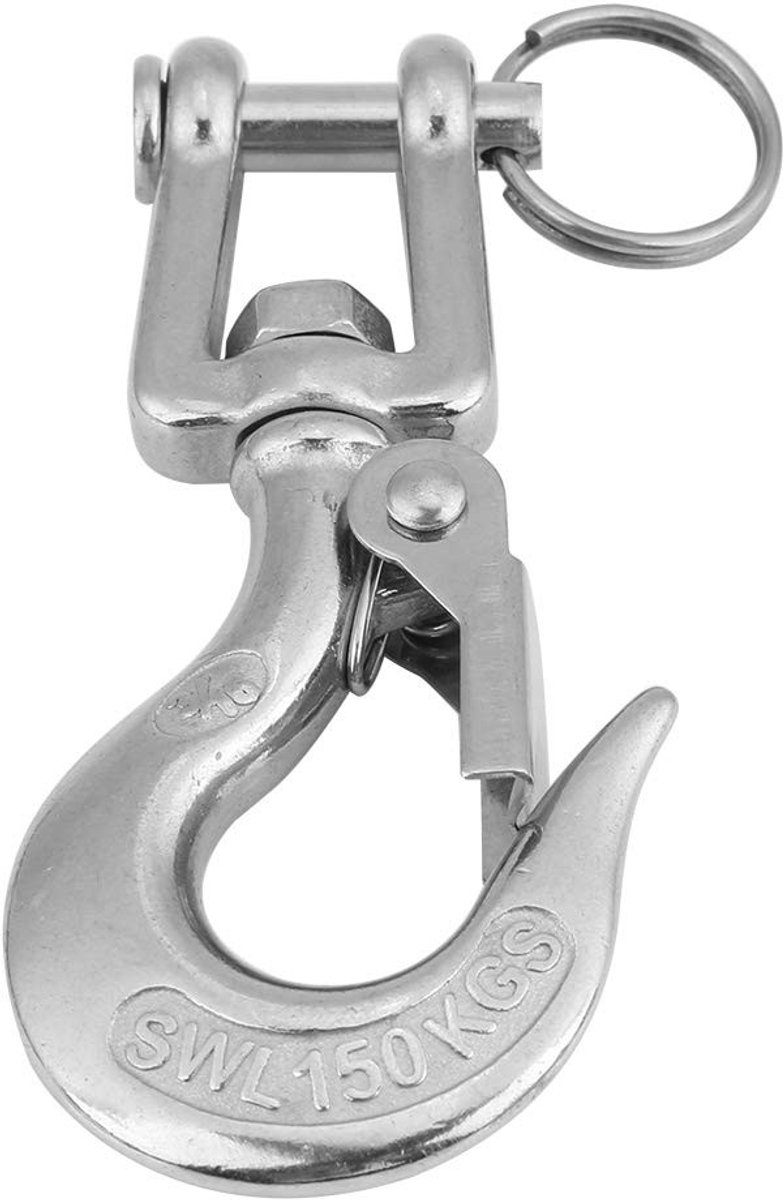 Dailygoods - Dailygoody - Draaibare Ooghaak - Draaioog Snap - 350 KG Werklast - 90 mm - Gaffel Hijshaak - Ideaal voor hijstoepassingen en rigging