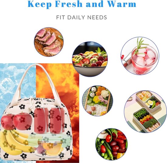 Picknicktas - Koeltassen - Lunchtas - Isolatie - Handvat Riem - Koeltas - Lunch Bag - Geïsoleerde - voor werk, school, picknicks en buitenactiviteiten - 26x18x21 cm - 10 Liter - Wit — afbeelding 4
