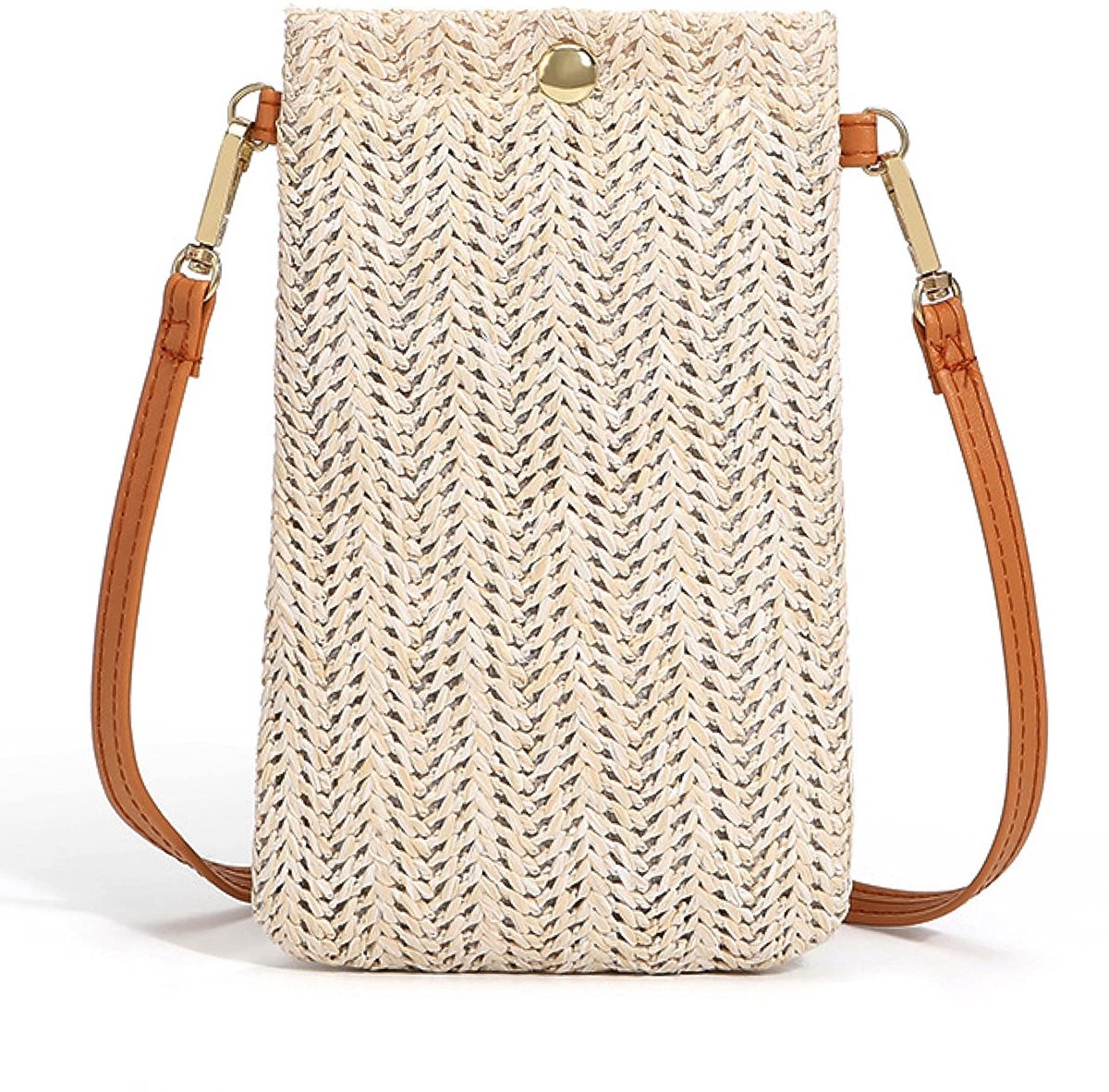 Dailygoods - Cosensi - Dailygoody - Schoudertassen - Casual Woven Straw Bags - Multifunctioneel - Apricot - Mobiele Telefoon Tas - Perfect voor Casual Uitjes - Bohemian Stij