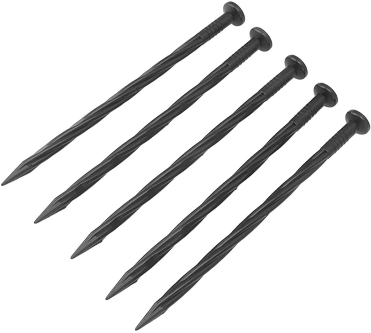 MK Stoer - Tuin Verankering Tent - Kunststof Nagels - Onkruid Barrières - Zwart - Landschap Verankering - 50 Stuks Rand Stakes Verankering Spikes Tent Turf Plastic Nagels voor Onkruid Barrières Proof Landschap Tuin Spiraal