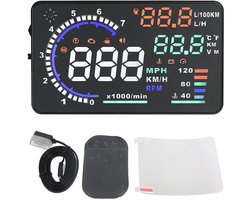 Auto Head-up Display - Voorruit Snelheidsweergave - Veilig Rijden - Kilometerstandmeting - 55 inch - Zwart