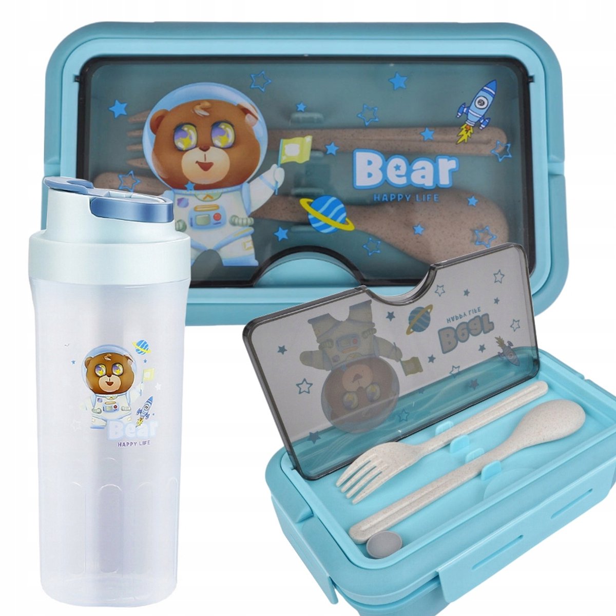 Pingyang Rongrong - Serie Lunchbox - 1100ml - Blauw - Met Bidon