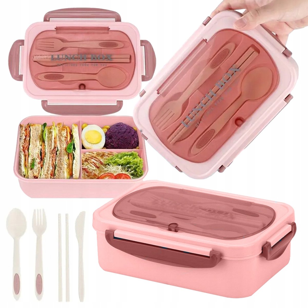 Pingyang Rongrong Serie - Lunchbox - Roze - Multifunctioneel - Met Bestek