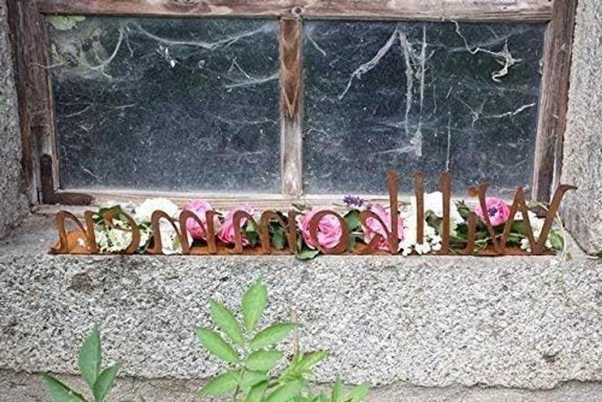 Welkom Schild - Decoratiebord Welkom - Entree Decoreren - Rustieke Tekst - 77 x 10 x 13 cm - Patina