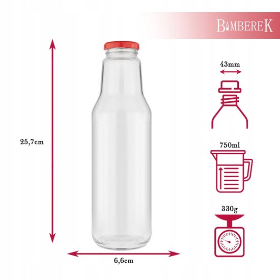 Bimberek KUBUŚ - Glazen Fles - 750ml - Schroefdop - Geschikt voor Sappen en Syrupen van Bimberek — afbeelding 5