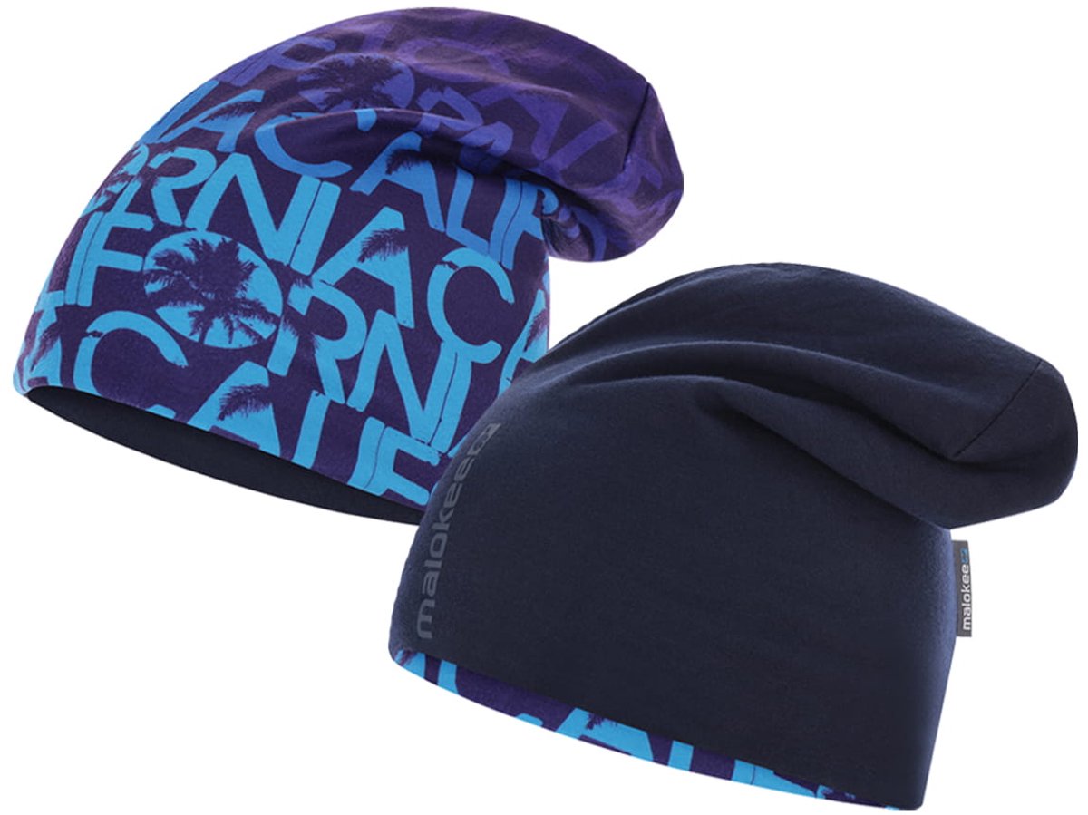 Malokee California - Dubbelzijdige Muts - Ademend - Katoen en Fleece - Donkerblauw