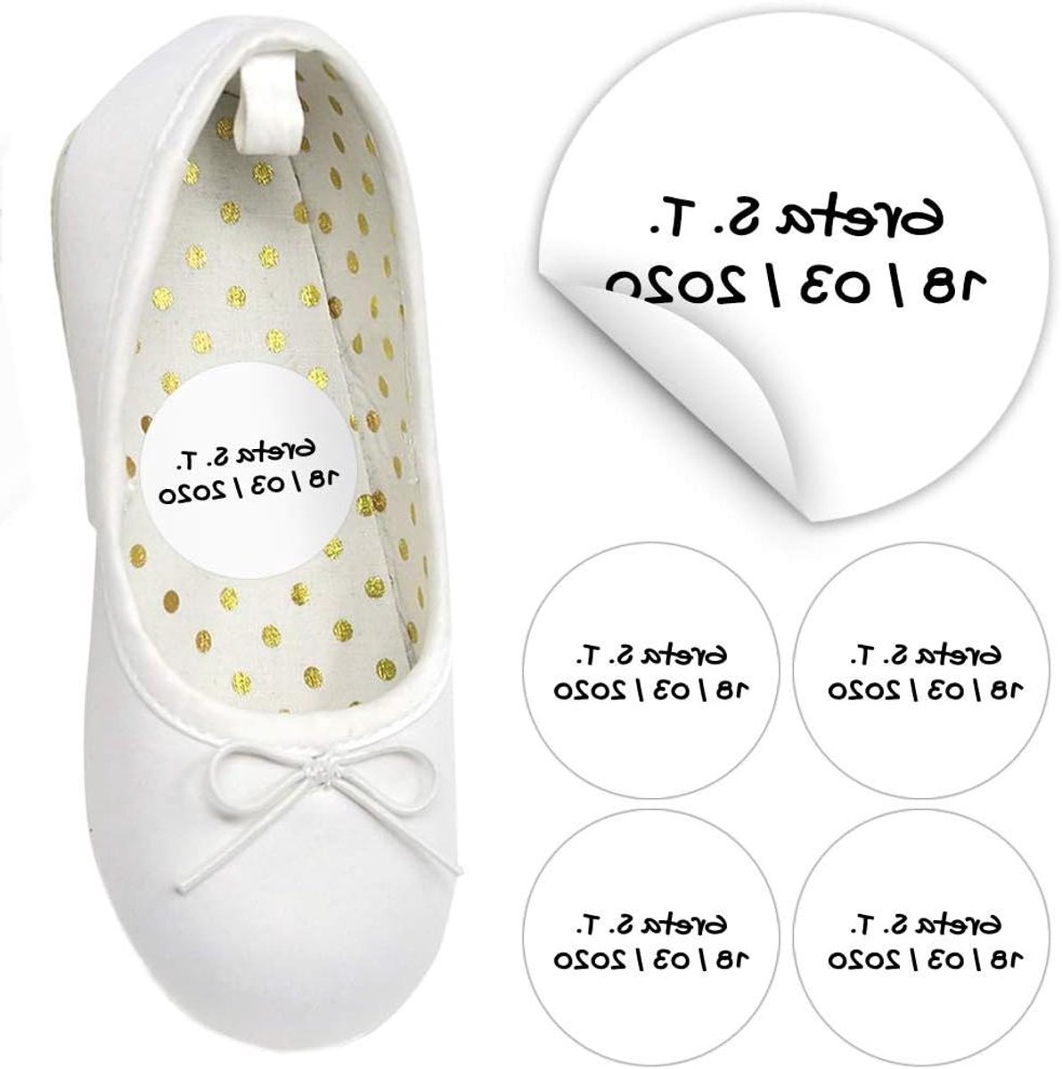 Schoenstickers - Naamplaatjes - Schoenen identificeren - Zelfklevend vinyl - 28 stuks 3 cm - Wit