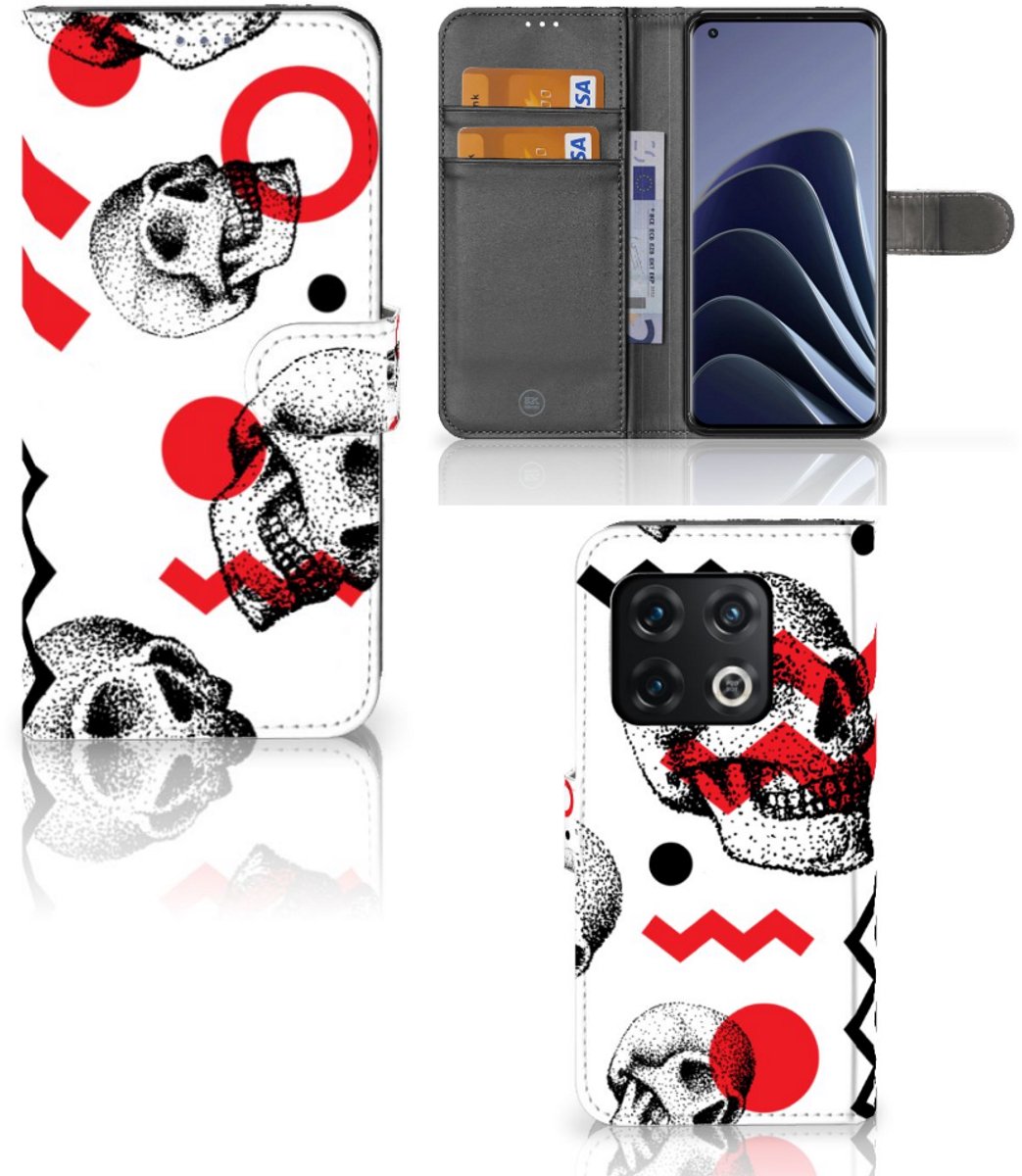 Book Case voor Telefoonhoesje met Naam OnePlus 10 Pro Skull Red