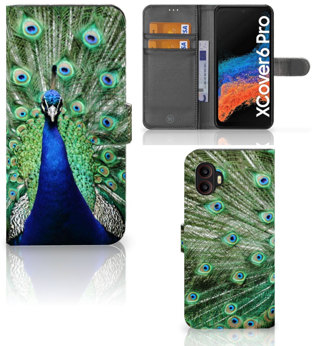 Samsung Galaxy Xcover 6 Pro Telefoonhoesje met Pasjes Pauw