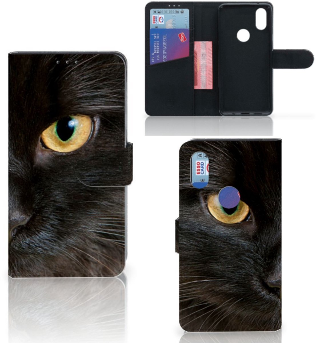 Xiaomi Mi Mix 2s Telefoonhoesje met Pasjes Zwarte Kat