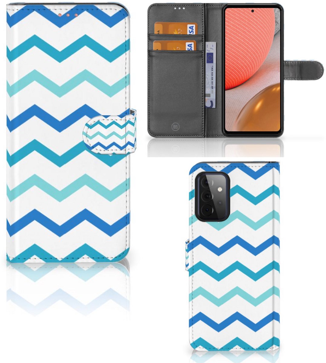 Samsung Galaxy A72 Telefoon Hoesje Zigzag Blauw