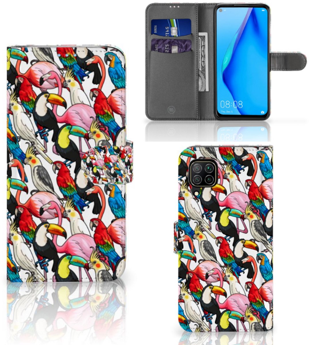 Huawei P40 Lite Telefoonhoesje met Pasjes Birds