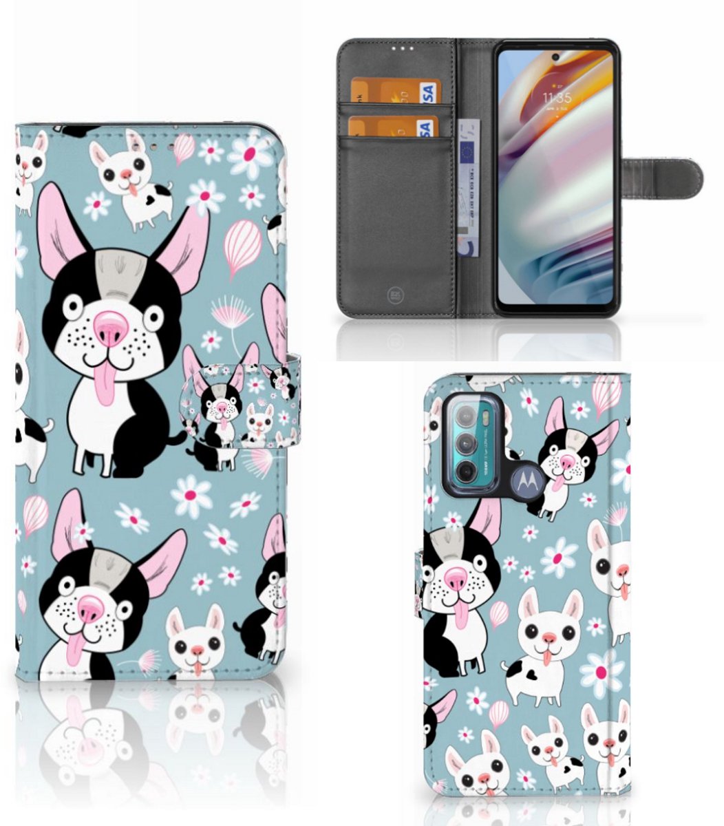 Book Case voor Motorola Moto G60 Telefoonhoesje met Pasjes Hondjes