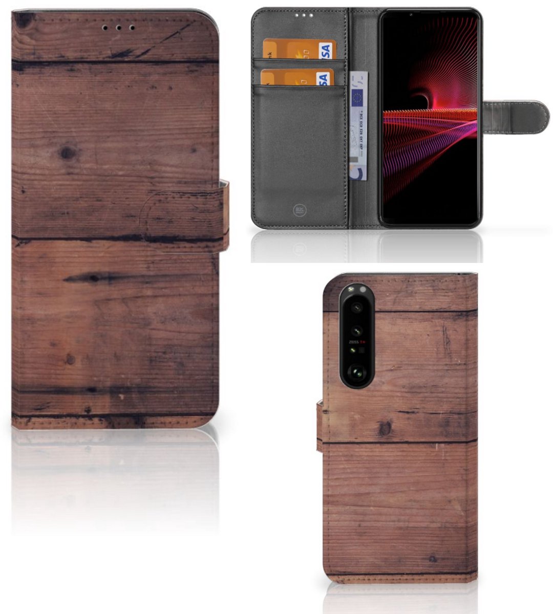 Sony Xperia 1 III Book Style Case Old Wood