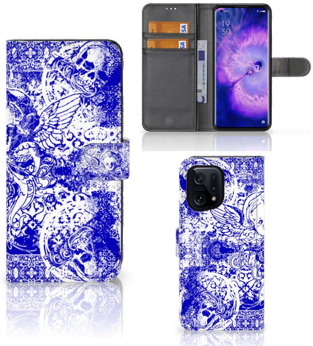 Telefoonhoesje met Naam OPPO Find X5 Angel Skull Blauw