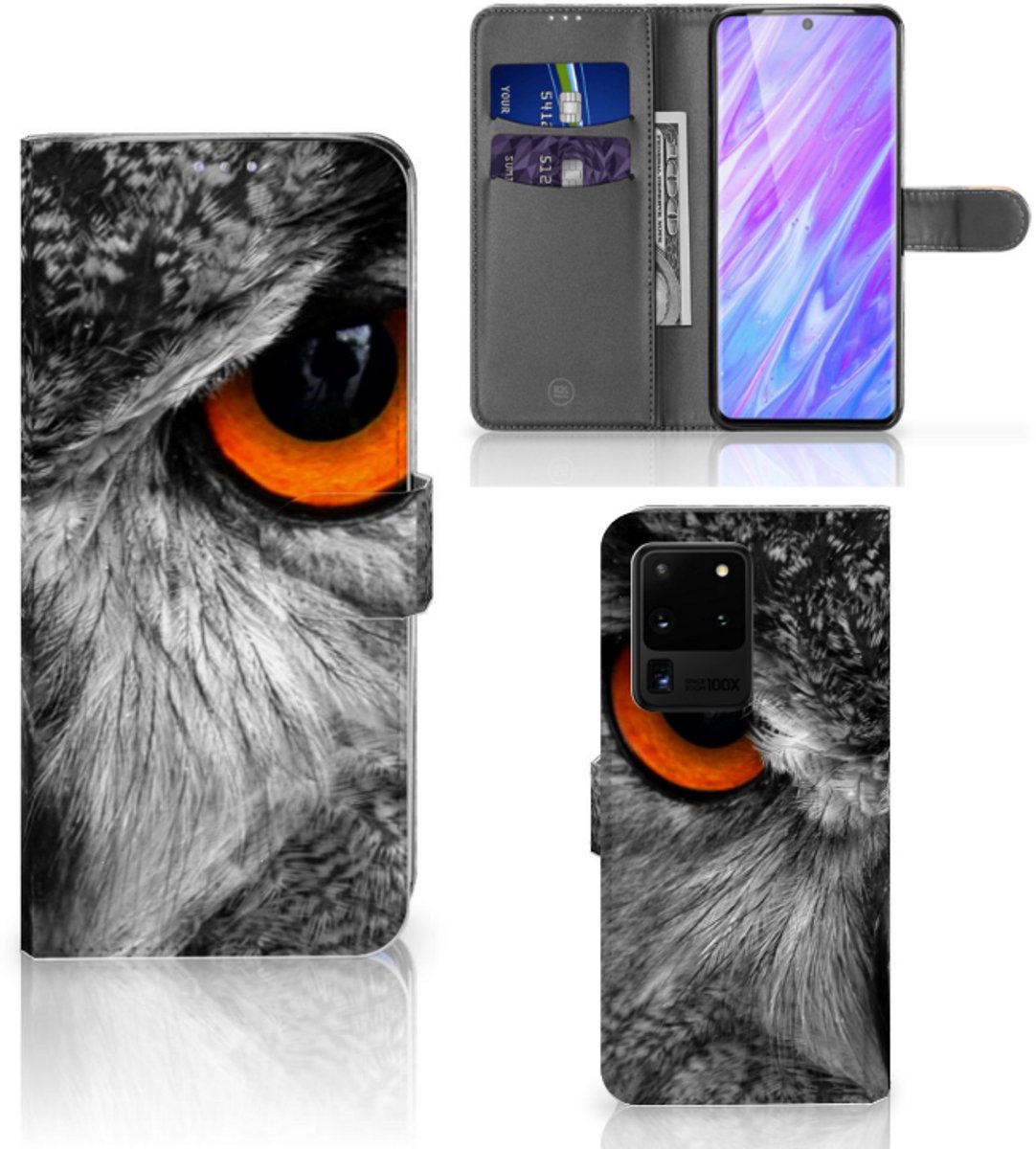 Samsung Galaxy S20 Ultra Telefoonhoesje met Pasjes Uil