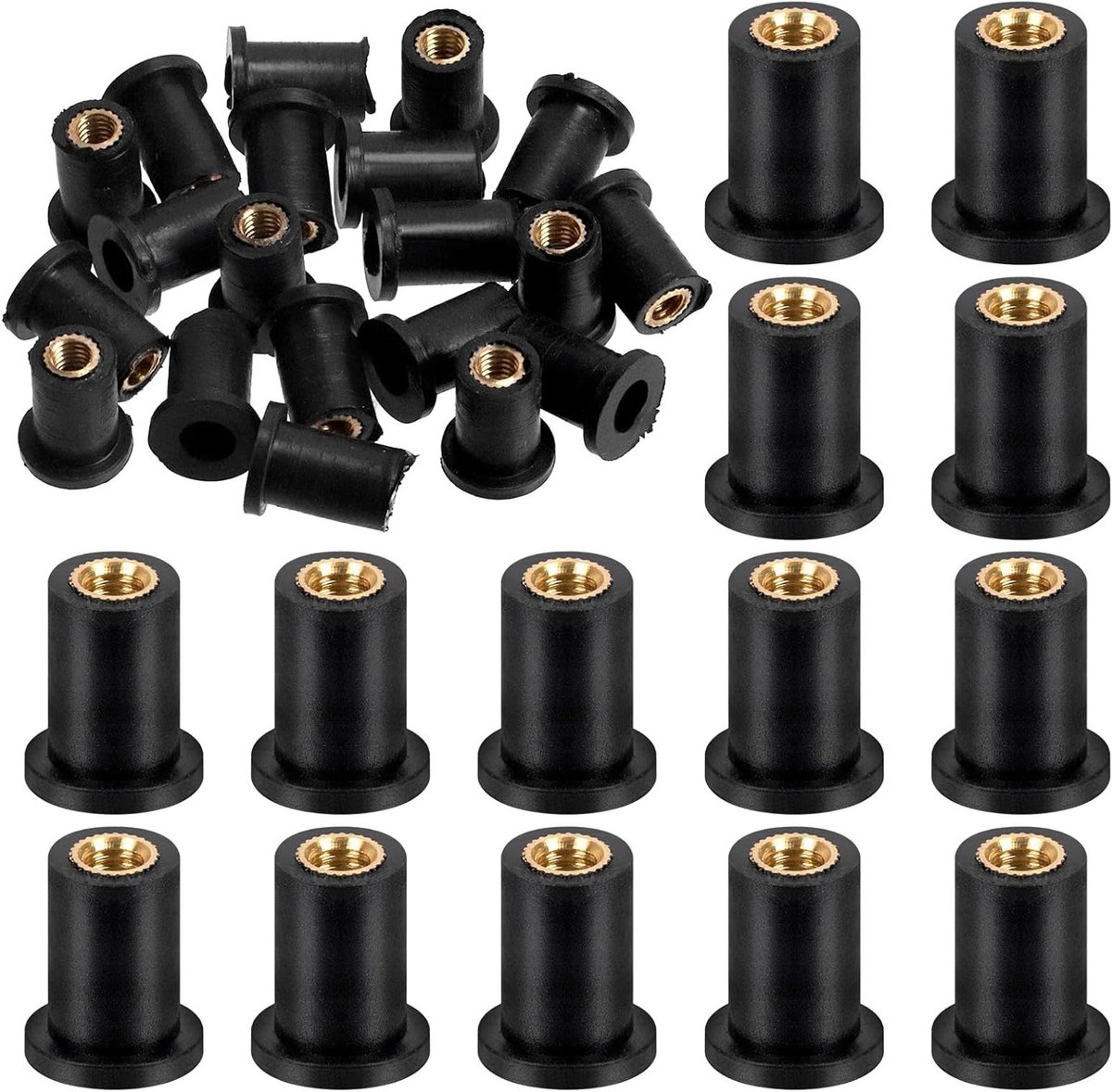 20 Stuks M4 Zwarte Rubber Well Nuts Set voor Verlenging en Bevestiging van Windschermen, Geschikt voor Kano, Boot en Kajak