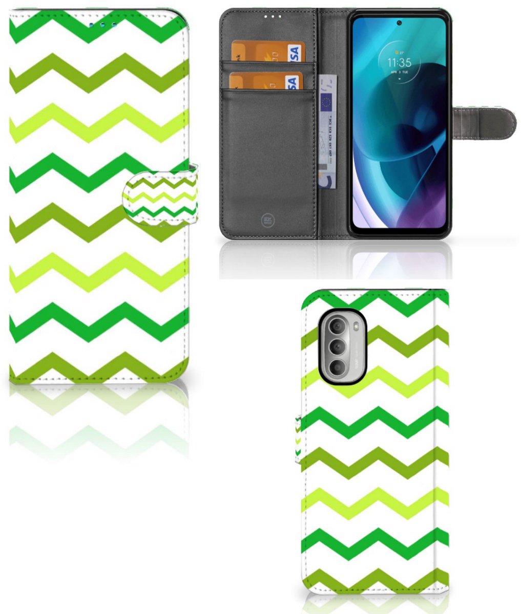 Motorola Moto G51 5G Telefoon Hoesje Zigzag Groen