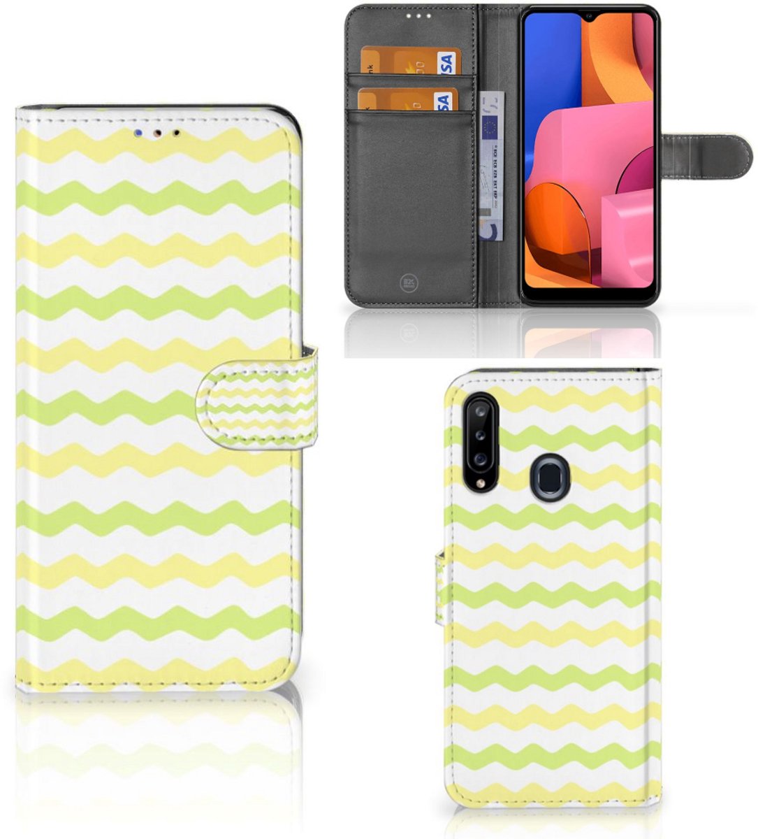 Samsung Galaxy A20s Telefoon Hoesje Waves Yellow