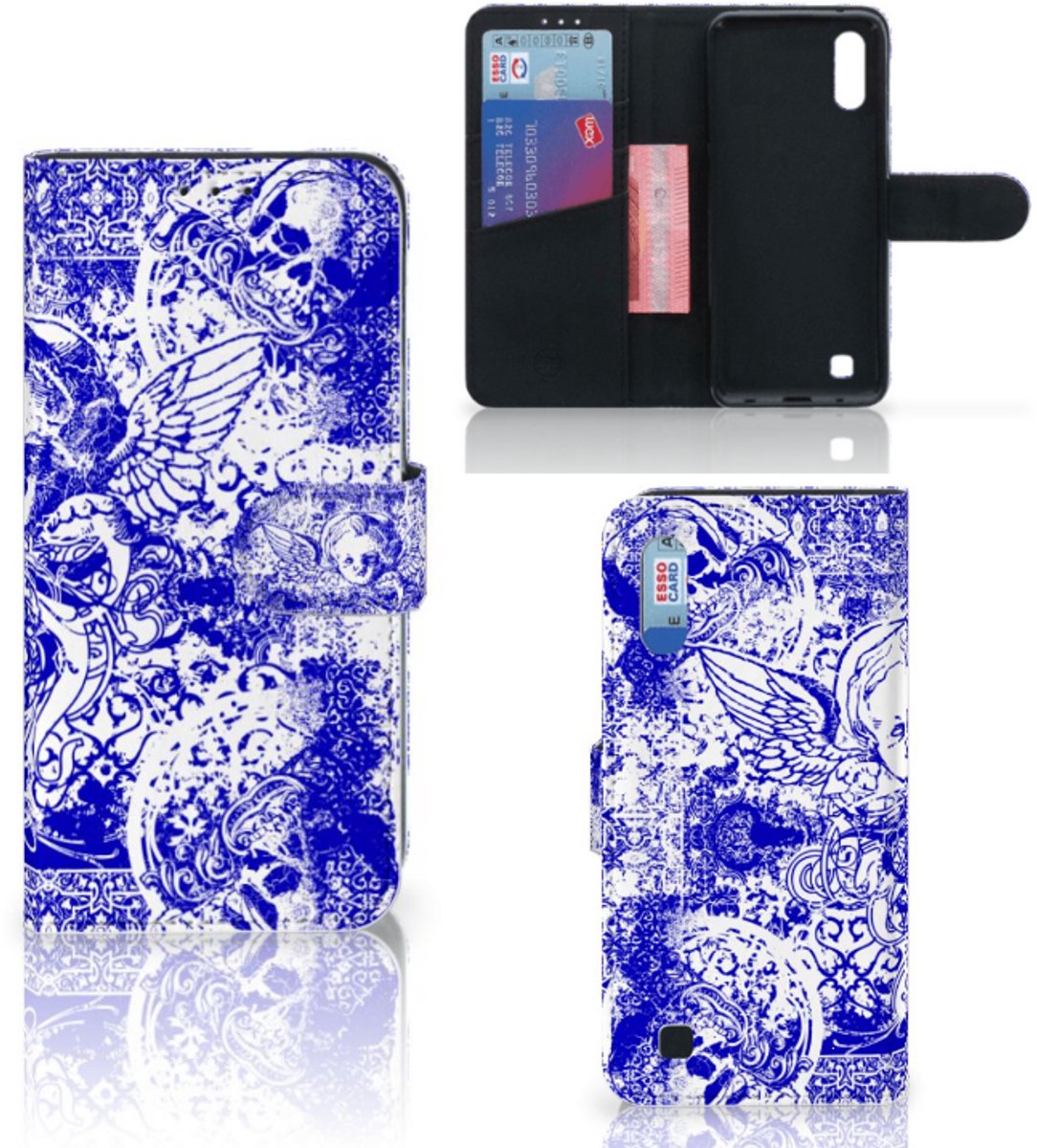 Telefoonhoesje met Naam Samsung Galaxy M10 Angel Skull Blauw