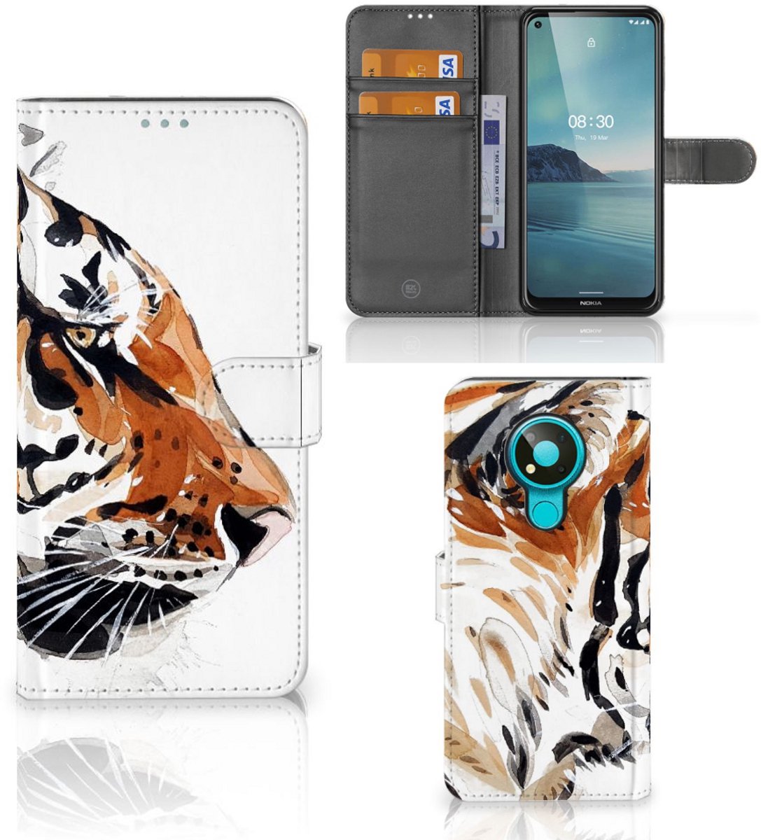 Hoesje Nokia 3.4 Watercolor Tiger