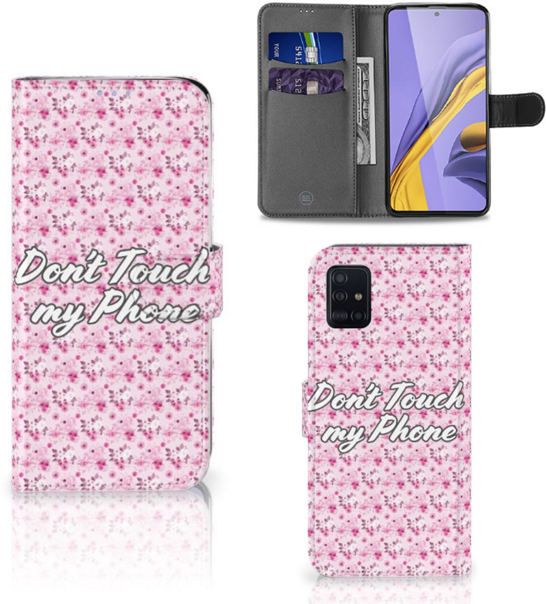 Boekhoesje voor Samsung Galaxy A51 Portemonnee Hoesje Flowers Pink DTMP