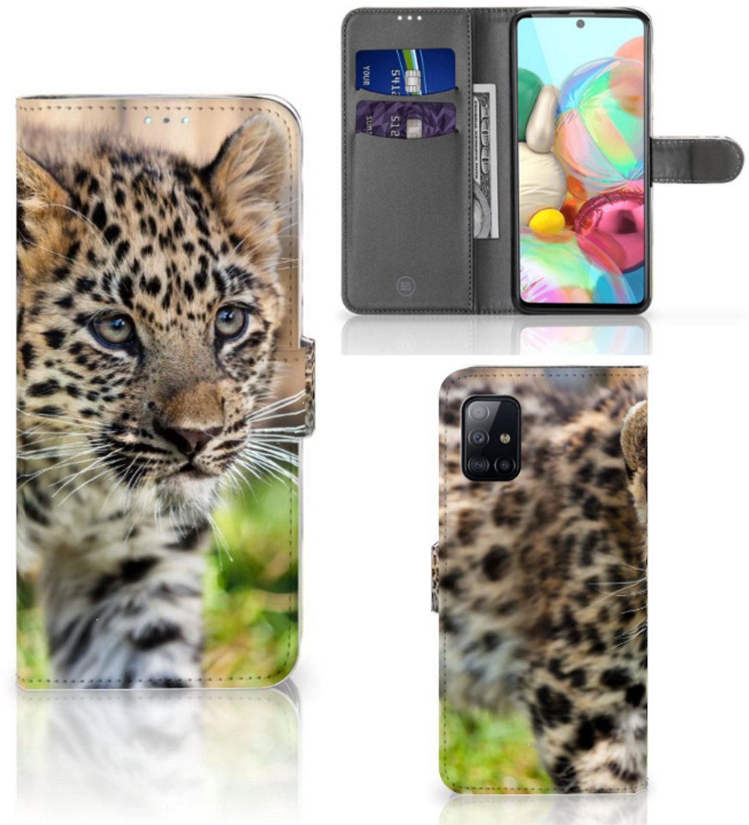 Samsung Galaxy A71 Telefoonhoesje met Pasjes Baby Luipaard