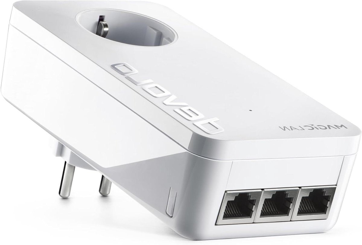 Powerline Adapter - Internet Uitbreider - Internet Boost - 3 Gigabit LAN Poorten - 2400 Mbps - Wit