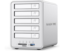 ORICO All-flash docking station voor harde schijf 5-bay RAID harde schijf behuizing compatibel met HDD en SSD 2,5 SATA met 10 Gbps USB 3.2 Gen 2, ondersteuning Daisy Chain uitbreiding en 7 modi RAID