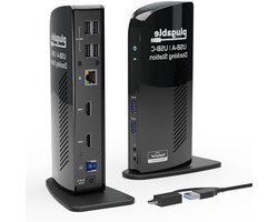 Plugable Usb 3.0 Universal Laptop Docking Station voor Windows (Dual Video Hdmi & Dvi/Vga, Gigabit Ethernet, Audio, 6 USB-poorten)