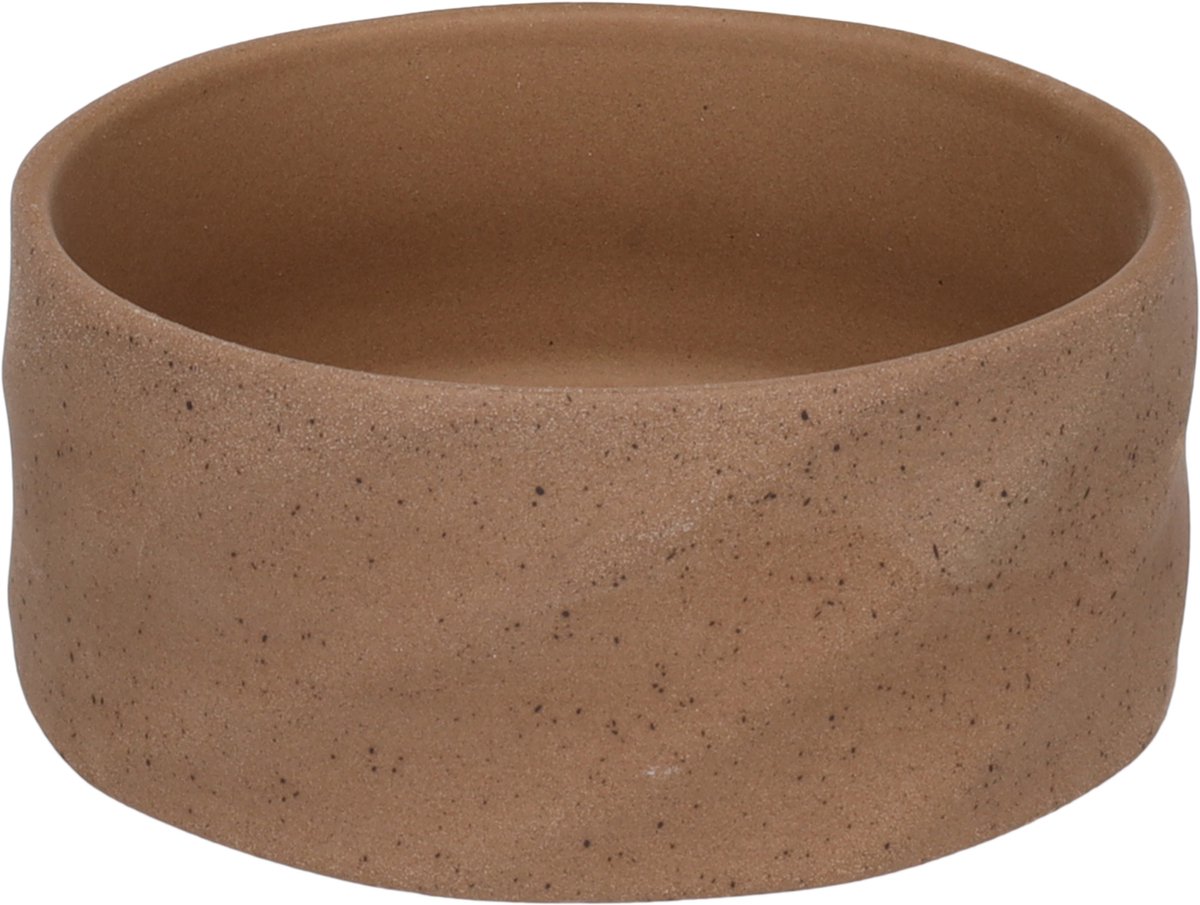 Keramische hondenbak – middelgrote hondenbak – 700 ml – antislip & stijlvol – rond donkerbruin – Flamingo