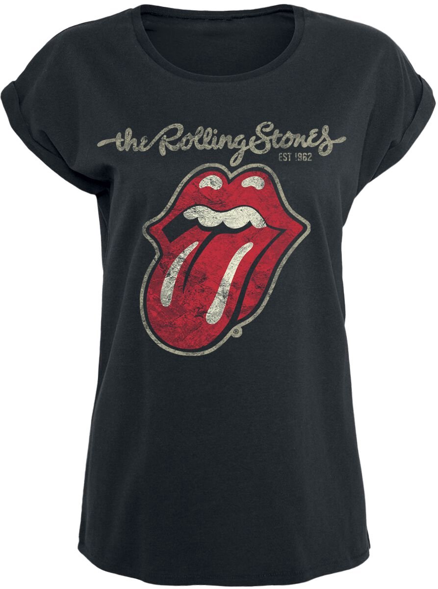 The Rolling Stones Plastered Tongue Dames T-shirt - zwart - 5XL