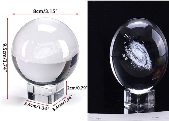 3D Crystal Ball with Solar System Model and LED Lamp Base, Solar System Crystal Ball, Best Birthday Gift for Kids, Teacher Physics, Girlfriend Gift, Classmates and Kids — afbeelding 5