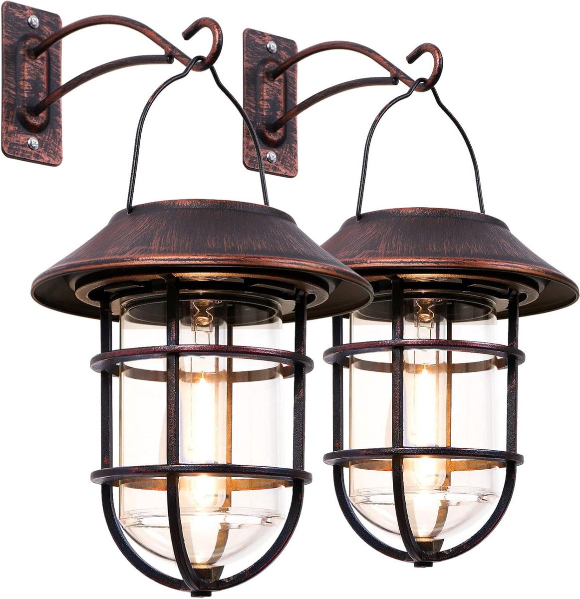 Buitenlantaarn op zonne-energie - Decoratieve hanglamp - Terras verlichten - Antieke bronz