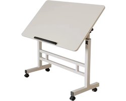 Mobiel Sta-bureau Zit-sta bureau Verrijdbaar - Voor Thuiskantoor & Laptop - Verstelbare Hoogte - Witte Sta-tafel met Wielen - zit sta bureau verstelbaar bureau - Wit 80x40cm