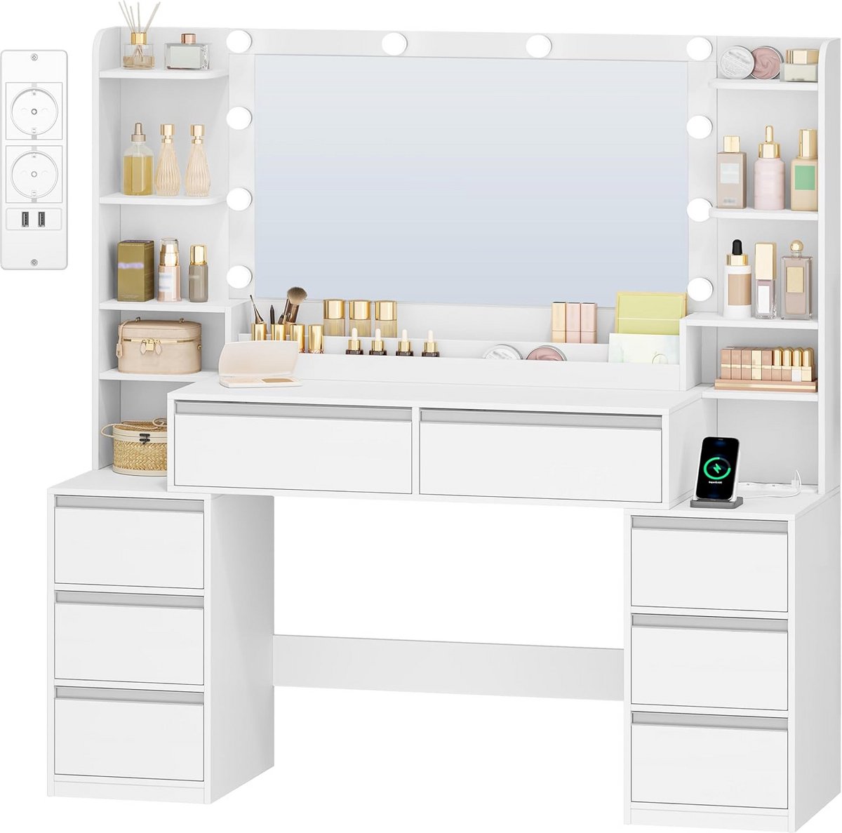 Kaptafel met Spiegel en Verlichting - Make-up Tafel - Make-up tafel - Compact