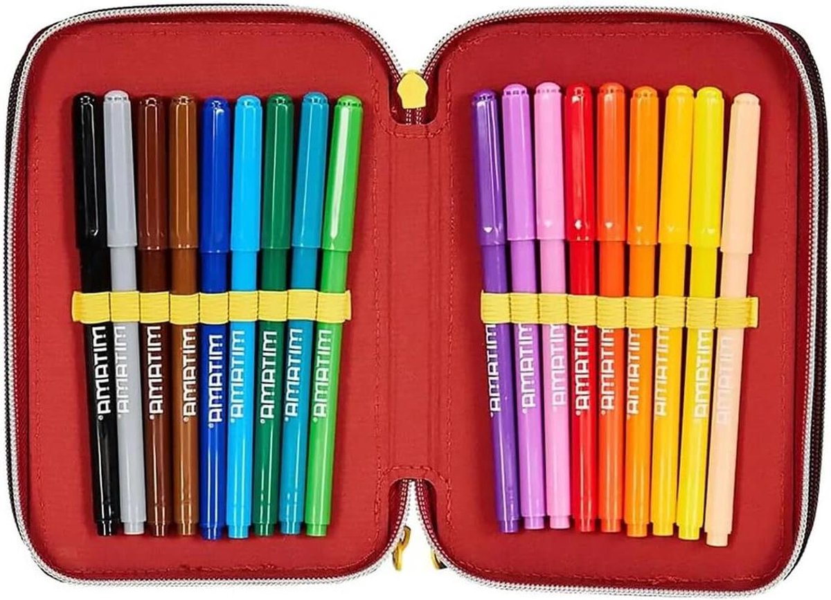 Pennenetui met ritssluitingen - Etui 45 stuks - School en kantoor - Drie aparte vakken - 45 stuks - Zwart