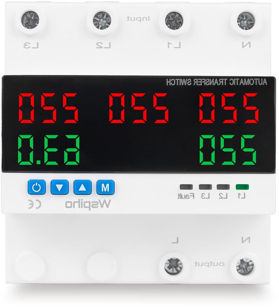 Spanningsbeveiliging - Overspanningsbeveiliger Schakelaar - Bescherming Elektrische Installaties - Automatische Omschakeling Bronnen - 63 A 230 V - Grijs