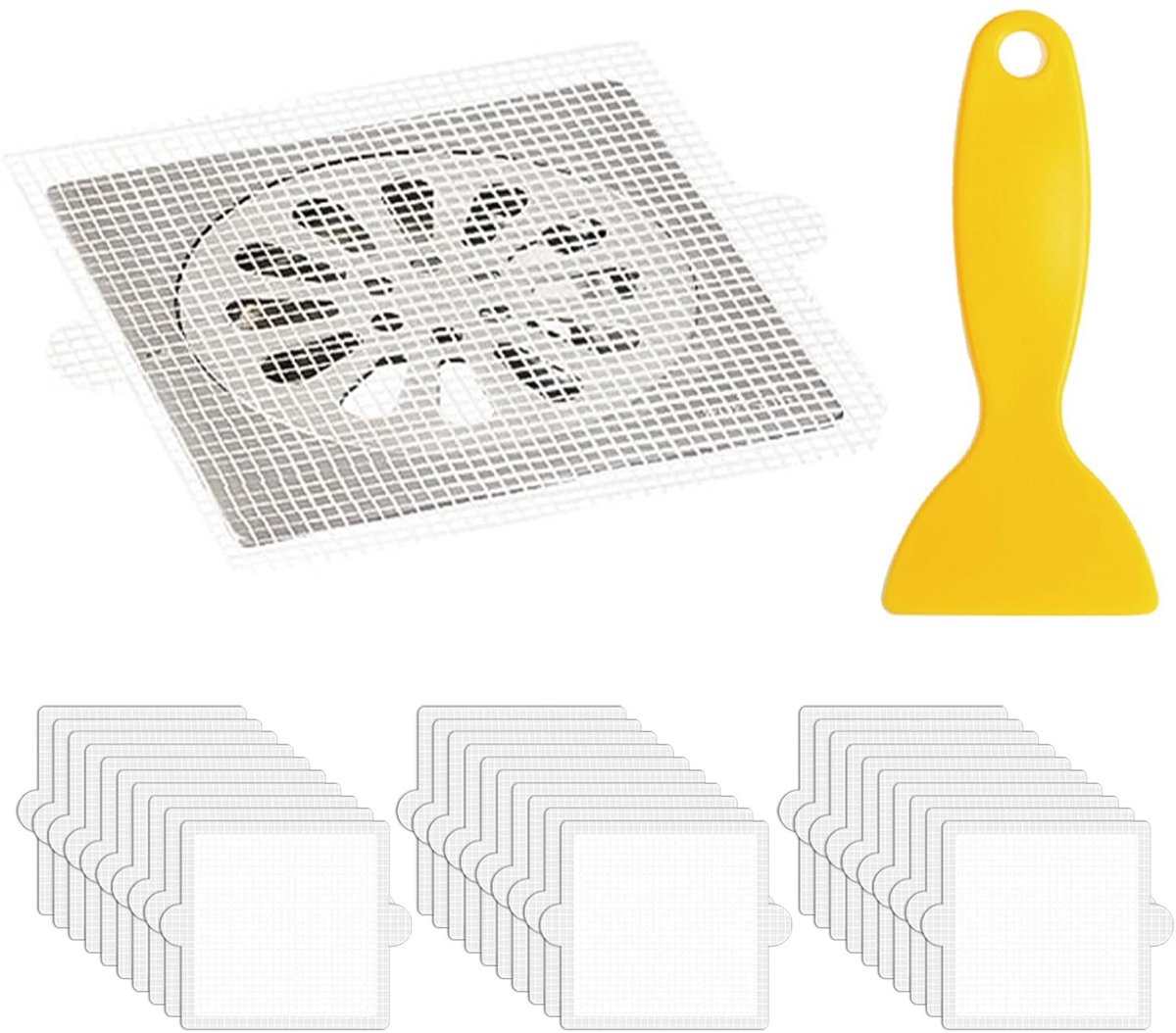 30 Pcs Drainage Net Stickers met Scraper - Zelfklevende Vloerafvoerfilters - Anti-Clog Systeem