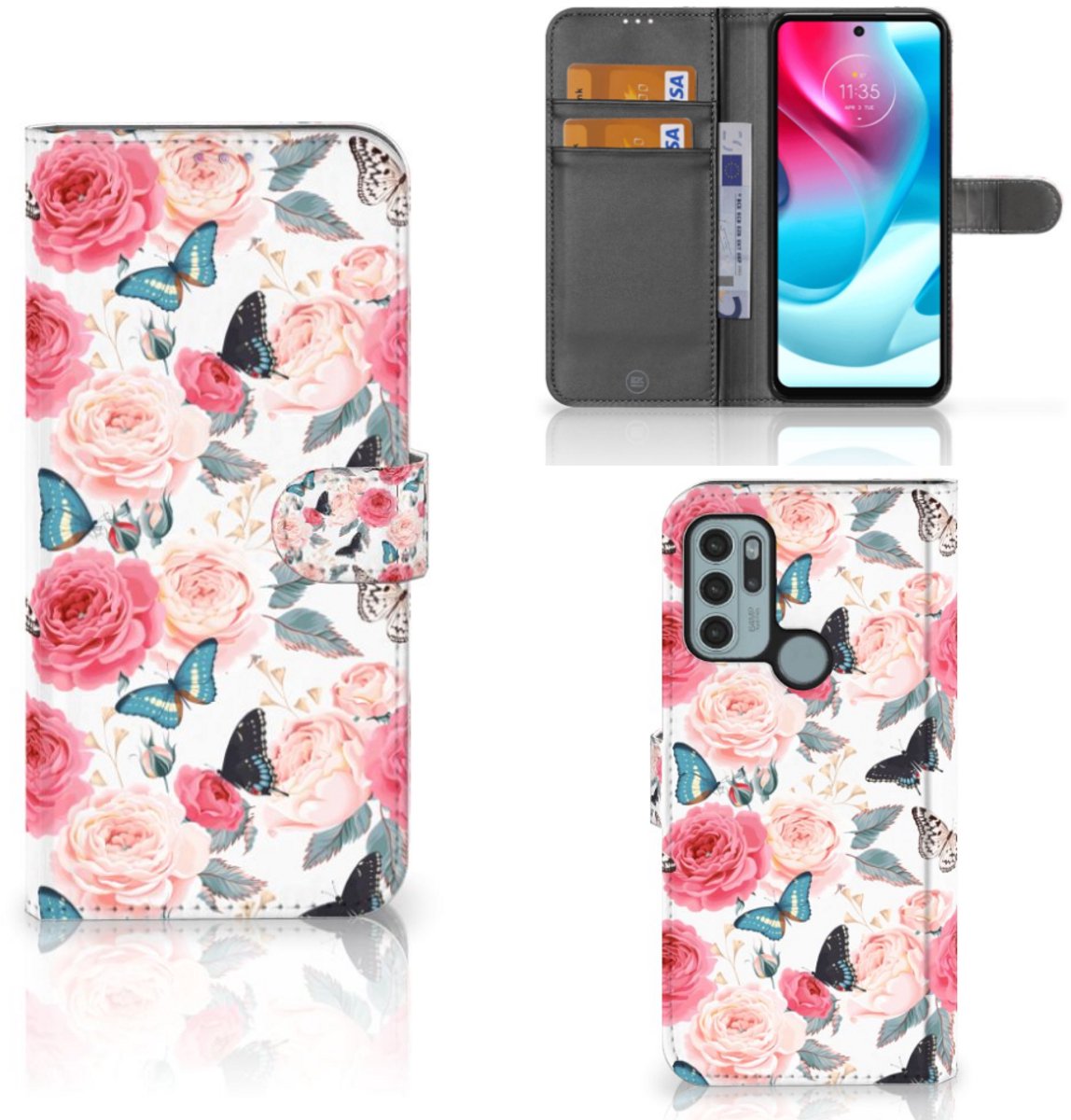 Motorola Moto G60s Hoesje Butterfly Roses