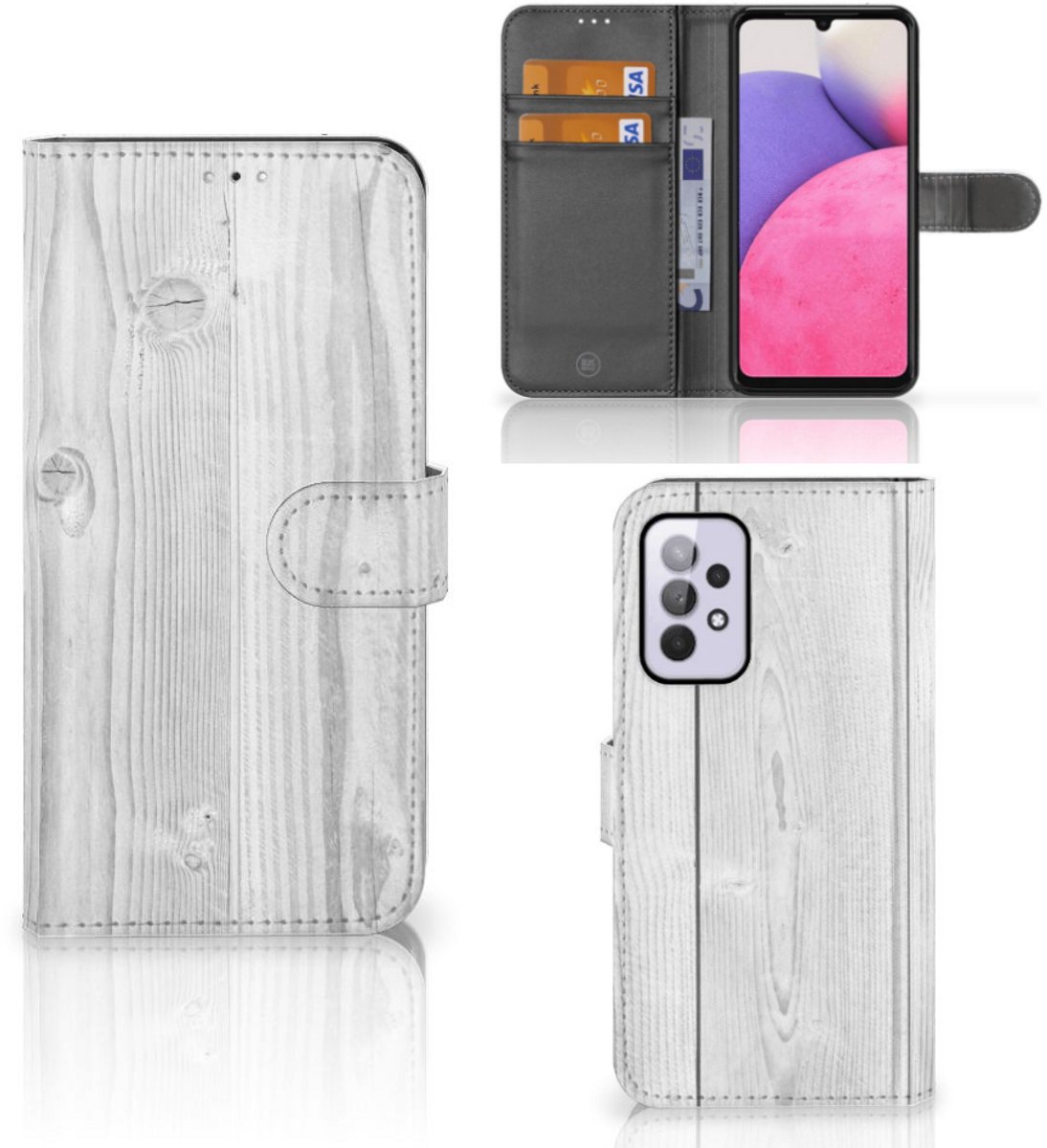 Samsung Galaxy A33 5G Book Style Case White Wood
