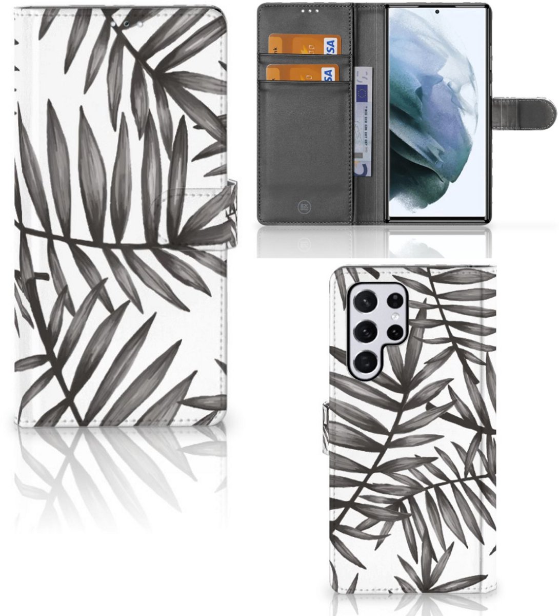 Samsung Galaxy S22 Ultra Hoesje Leaves Grey