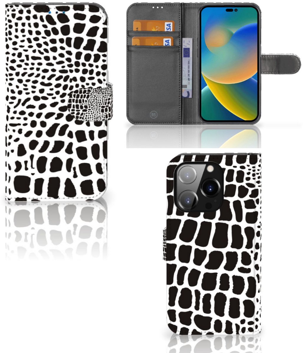 iPhone 14 Pro Telefoonhoesje met Pasjes Slangenprint