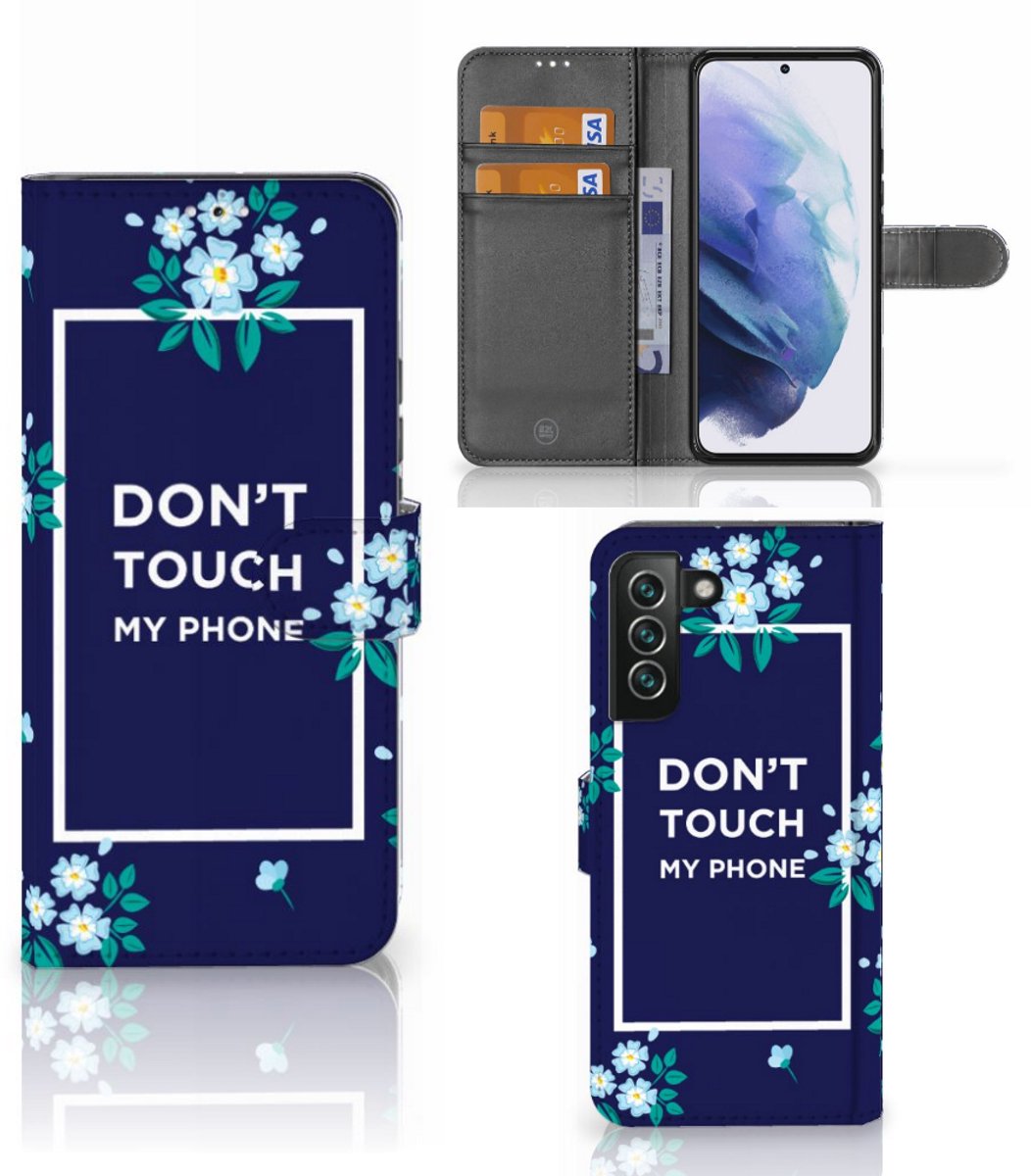 Samsung Galaxy S22 Plus Portemonnee Hoesje Flowers Blue DTMP