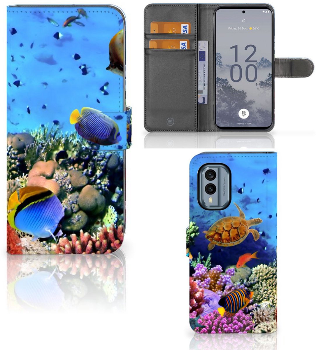 Nokia X30 Telefoonhoesje met Pasjes Vissen